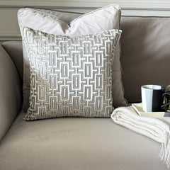 Champagne Velvet Lumbar Pillow Cover - Champagne Interlock Lumbar