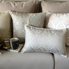 Allotrope - Grey & Ivory Silk Throw Pillow Cover
