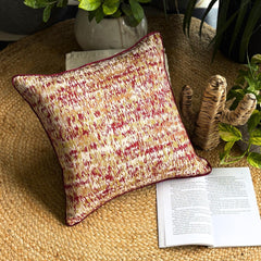 Foiled Red Decor - Red Jacquard Throw Pillow Cover