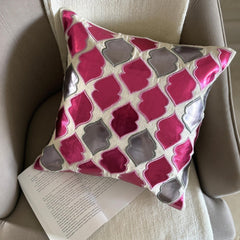 Magic Potion - Metallic Pink Faux Leather Throw Pillow Cover