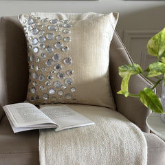 Crystal Moonstone - Ecru Velvet Throw Pillow Cover