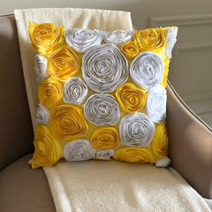 Sunny Yellow Blooms - Yellow Art Silk Decorative Euro Sham