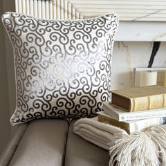 Paloma Gray Scrolls - Gray Burnout Velvet Decorative Euro Sham