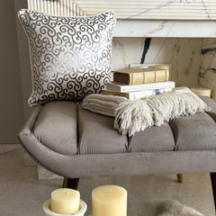 Paloma Gray Scrolls - Gray Burnout Velvet Throw Pillow Cover