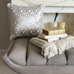 Paloma Gray Scrolls - Gray Burnout Velvet Decorative Euro Sham