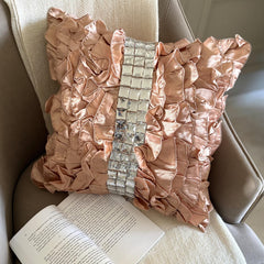 Vintage Diamonds - Peach Satin Decorative Euro Sham