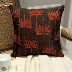 Red Lotuses Brown Decorative Euro Sham