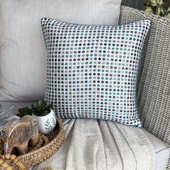 Retro Dots - Blue Jacquard Weave Decorative Euro Sham