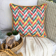 Chevron Palette Burlap Throw Pillow Cover