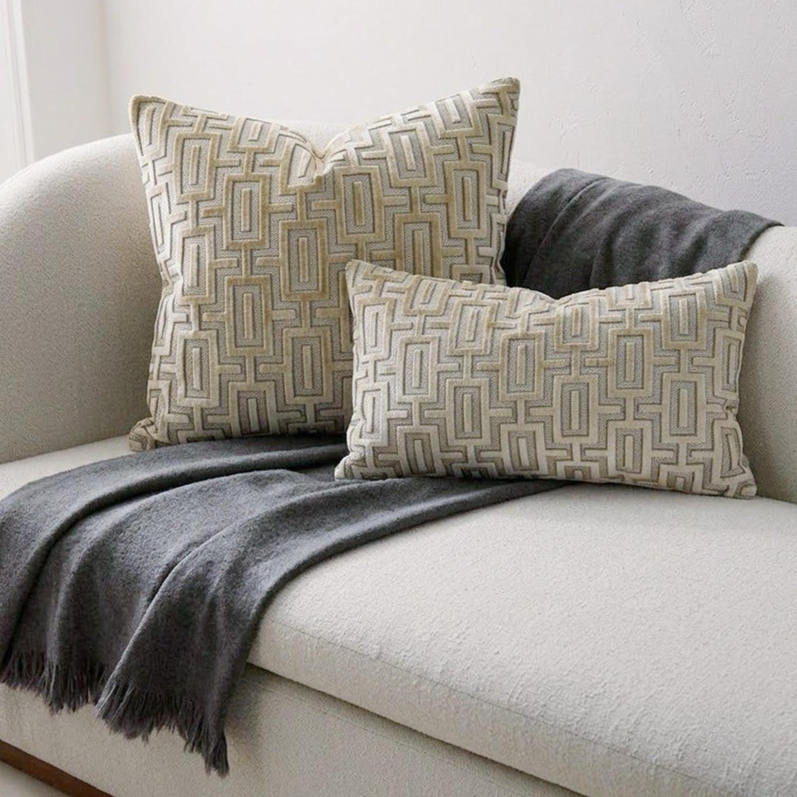Champagne Interlock Lumbar Lumbar Pillow Cover