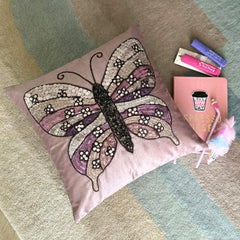 Butterfly Love - Pink Art Silk Decorative Euro Sham