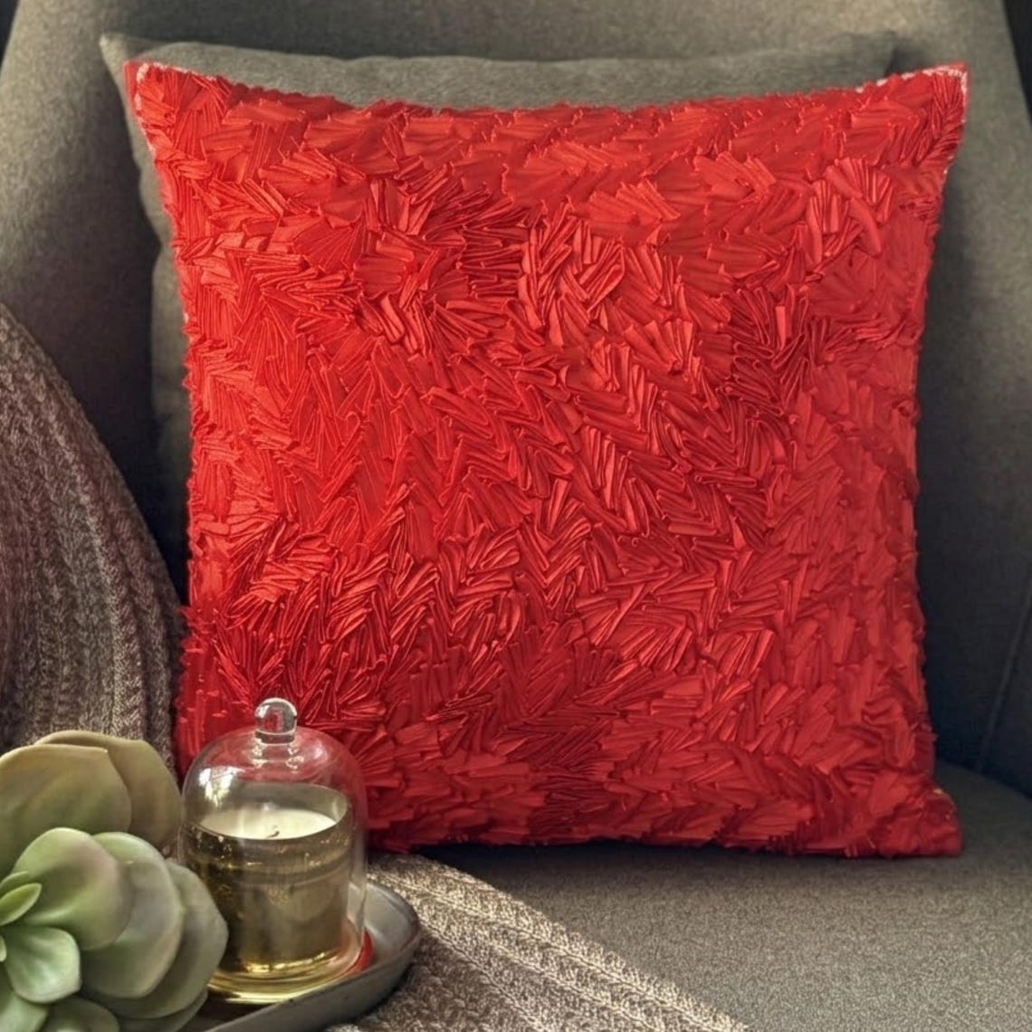 Red Hot Satin Ribbon Euro Sham