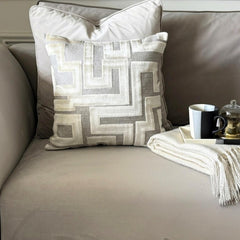 Ivory Velvet Lumbar Pillow Cover - Oat Maze