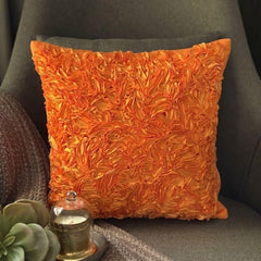 Orange Peel - Orange Art Silk Throw Pillow Cover