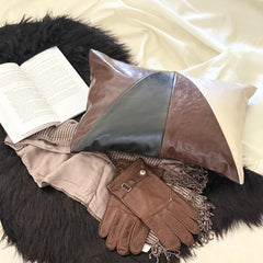 Hide And Style - Black & Brown Faux Leather Throw Pillow Cover