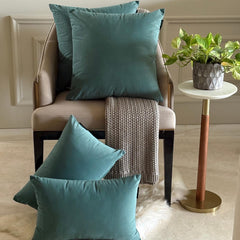 Teal Green Plain Velvet Throw Pillow Cover - Teal Green Velvet