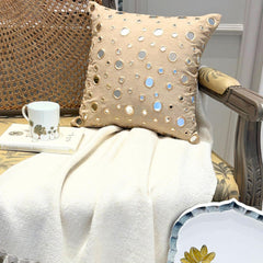 Reflections - Beige Cotton Canvas Decorative Euro Sham