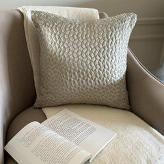 Mosaic Mood Grey - Gray Jacquard Throw Pillow Cover