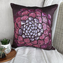Pink Wildflower - Plum Art Silk Throw Pillow Cover