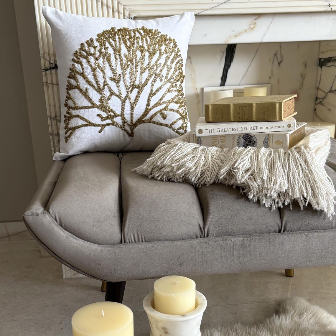 Gold Forest Embroidery Decorative Euro Sham