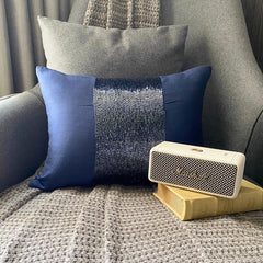 Striking Navy - Art Silk Blue Decorative Lumbar Pillow Cover