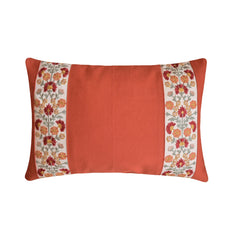 Coral Linen Lumbar Pillow Cover - Coral Meadow