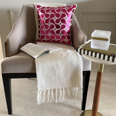 Techno Boogie - Metallic Pink Faux Leather Throw Pillow Cover