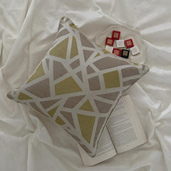 Tangled Trellis - Yellow Jacquard Art Silk Throw Pillow Cover