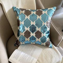 Dream Magnet - Metallic Blue Faux Leather Throw Pillow Cover