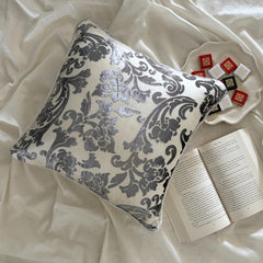 Paloma Grey Floral - Paloma Gray Burnout Velvet Throw Pillow Cover