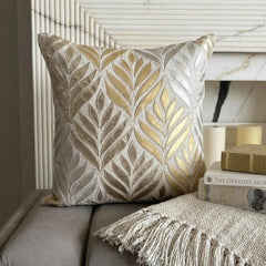 Foil Maple - Gold Faux Leather Decorative Euro Sham