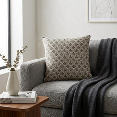 Gray Linen Lumbar Pillow Cover - Terra Lattice Lumbar