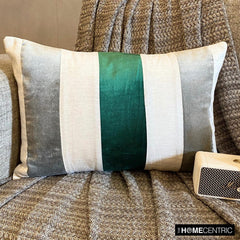 Swathe Emerald - Green Velvet & Linen Lumbar Pillow Cover