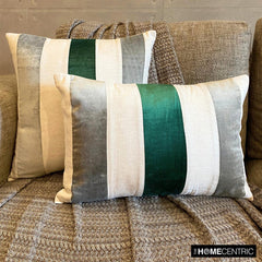 Swathe Emerald - Green Velvet & Linen Lumbar Pillow Cover