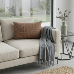 Rust & Gray Linen Lumbar Pillow Cover - Solterra Lattice Lumbar