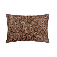 Rust & Gray Linen Lumbar Pillow Cover - Solterra Lattice Lumbar