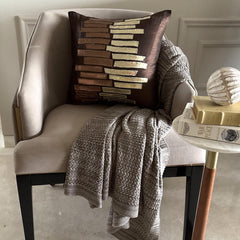 Metallic Ladder - Brown Art Silk Decorative Euro Sham