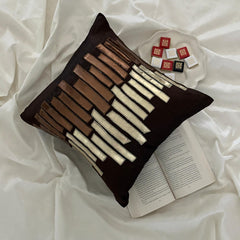 Metallic Ladder - Brown Art Silk Decorative Euro Sham