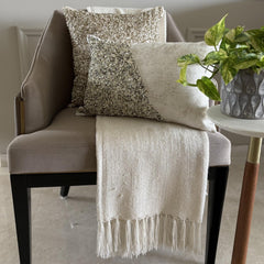 Arzoo - Ivory Silk Throw Pillow Cover