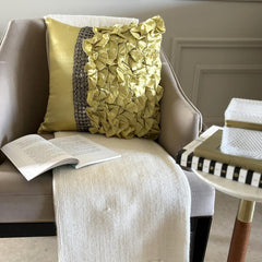 Diamonds And Ruffles - Green Satin Throw Pillow Cover