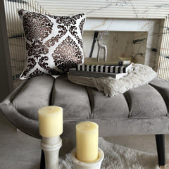 Damask Brown - Brown Burnout Velvet Decorative Euro Sham