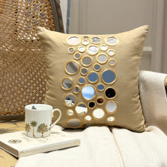 Reflectors - Beige Cotton Canvas Throw Pillow Cover