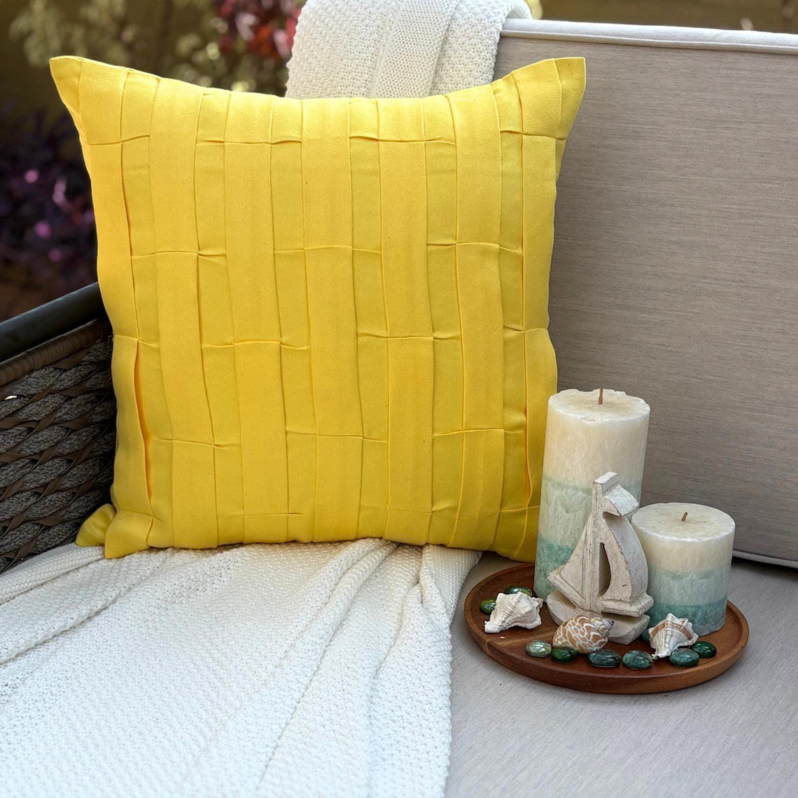 Yellow Love Tune - Yellow Suede Decorative Euro Sham