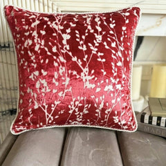 Cayenne Red Drops - Cayenne Red Burnout Velvet Decorative Euro Sham