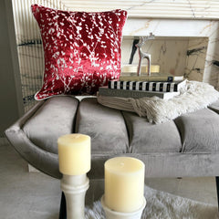 Cayenne Red Drops - Cayenne Red Burnout Velvet Decorative Euro Sham