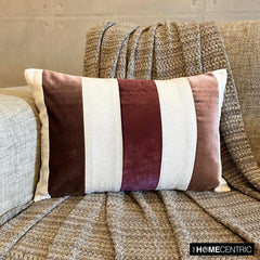 Swathe Berry - Maroon Velvet & Linen Lumbar Pillow Cover