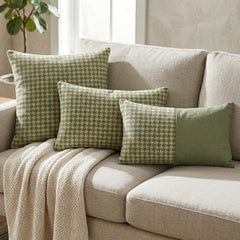 Sage Houndstooth Lumbatr Lumbar Pillow Cover