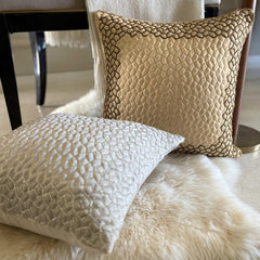 Mosaic Mood Beige - Beige Jacquard Throw Pillow Cover