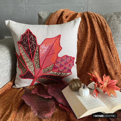 Red & Beige Linen Throw Pillow Cover - Changing Maple