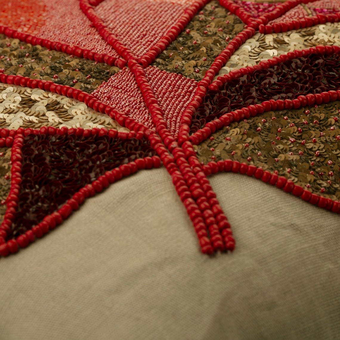 Changing Maple Red & Beige Throw Pillow Cover